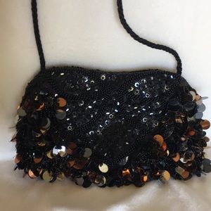 Vintage Magid Beaded/Sequined Black Evening Bag